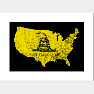 United States of America - Gadsden Flag (Distressed) Posters and Art